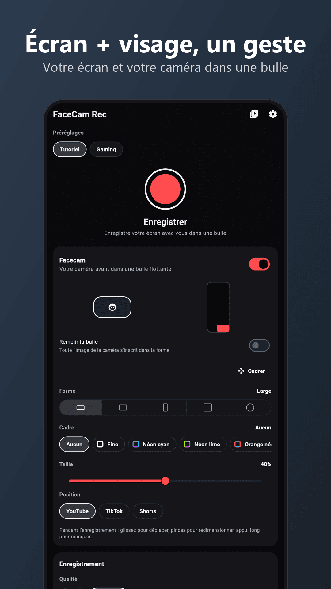 Capture d'écran 1 de FaceCam Rec