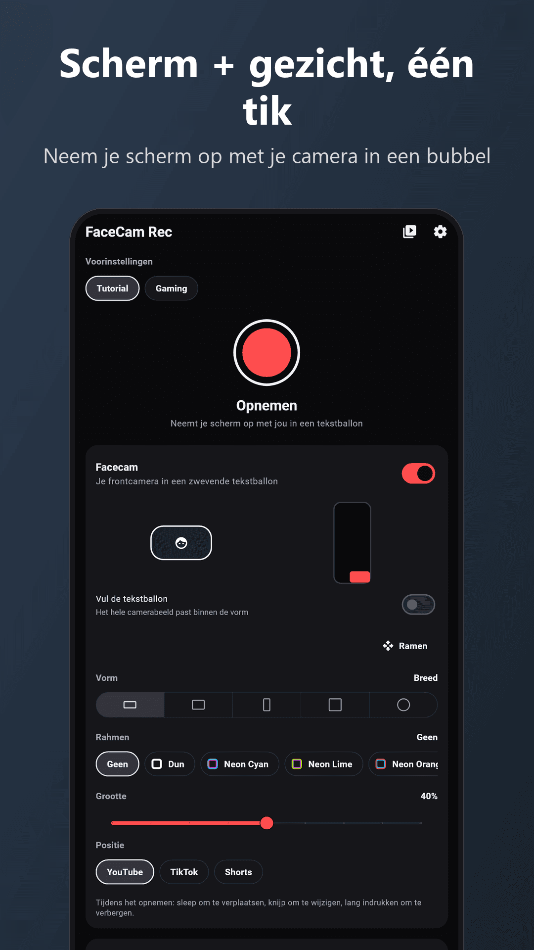 Screenshot 1 van FaceCam Rec
